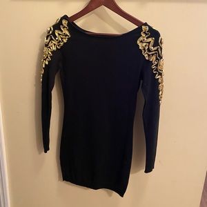 Long sleeve pearl sweater dress